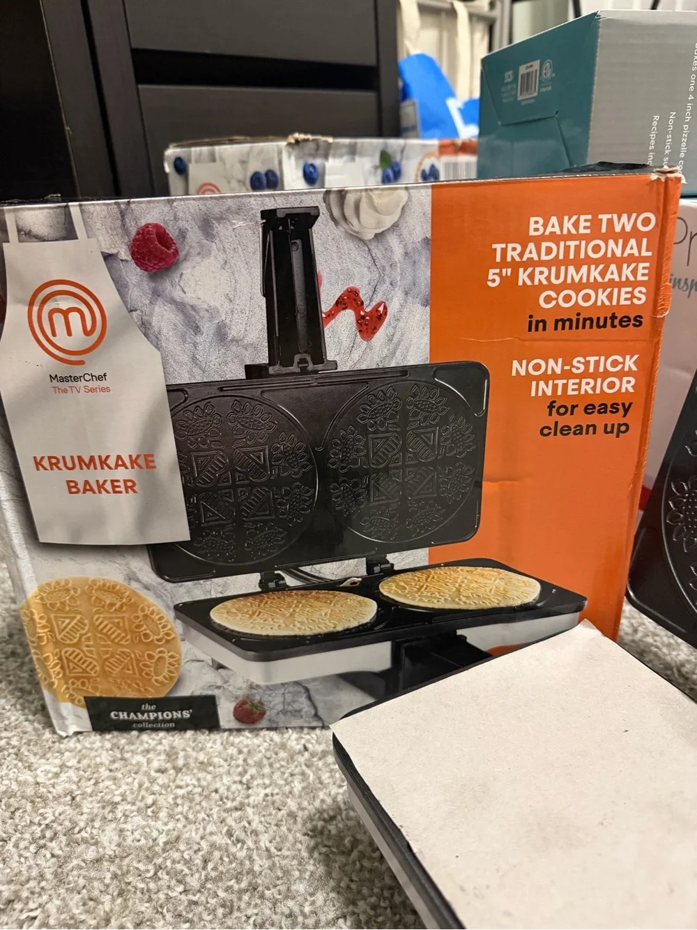 MasterChef Krumkake Cookie Maker - White and Black Non-Stick Dual Baker
